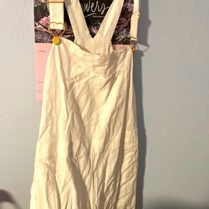 Stony Clover white linen overalls